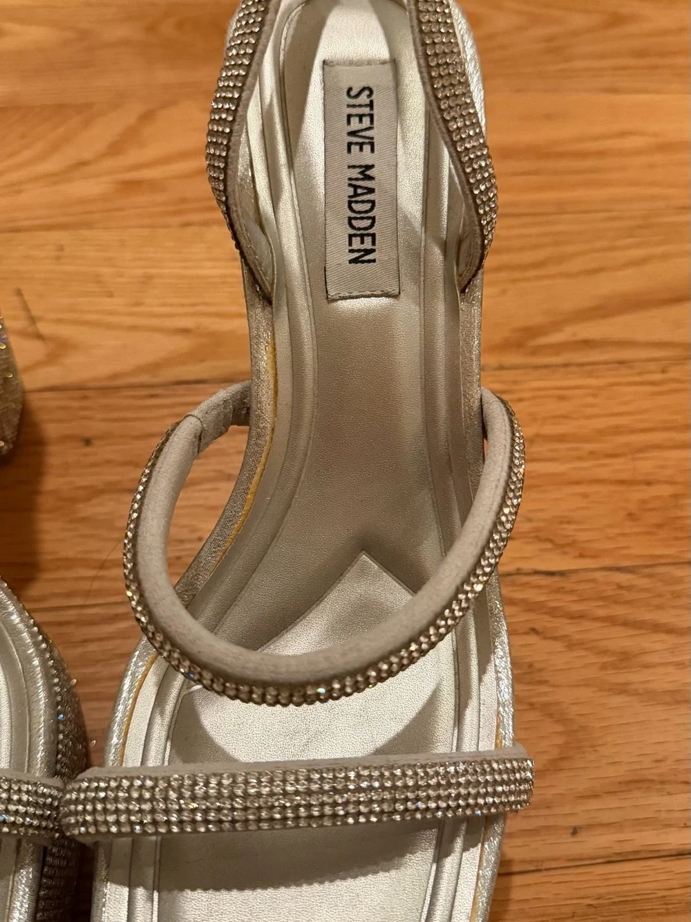 Steve Madden Silver Crystal-Embellished Platform Sandal
